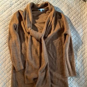 Cotton sweater with built in scarf.